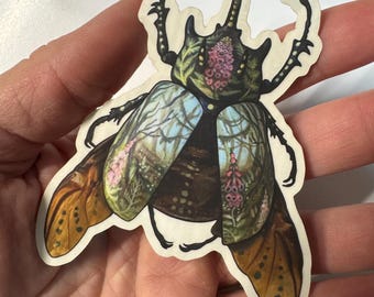 Painted beetle vinyl sticker