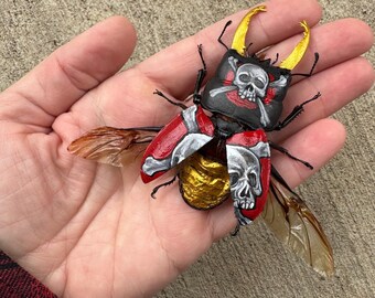 Handpainted beetle-(red bones)