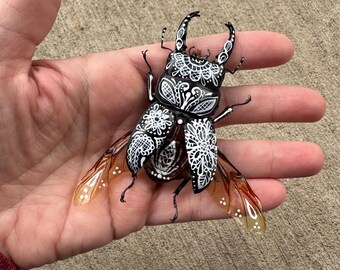Handpainted beetle-(doily)