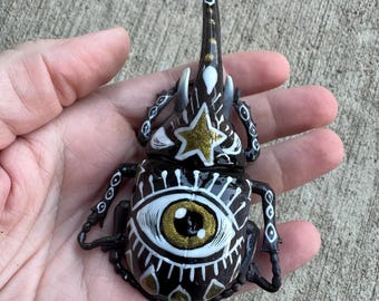 Hand painted plastic beetle KEYCHAIN