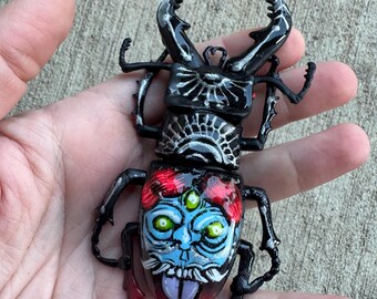 Hand painted plastic beetle KEYCHAIN