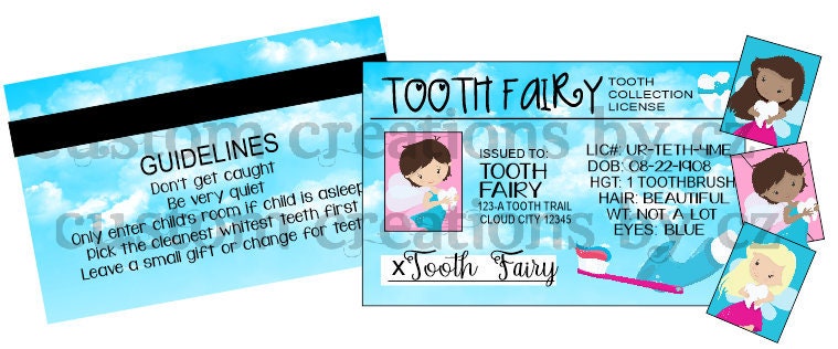 Tooth Fairy License Id Png Etsy Canada