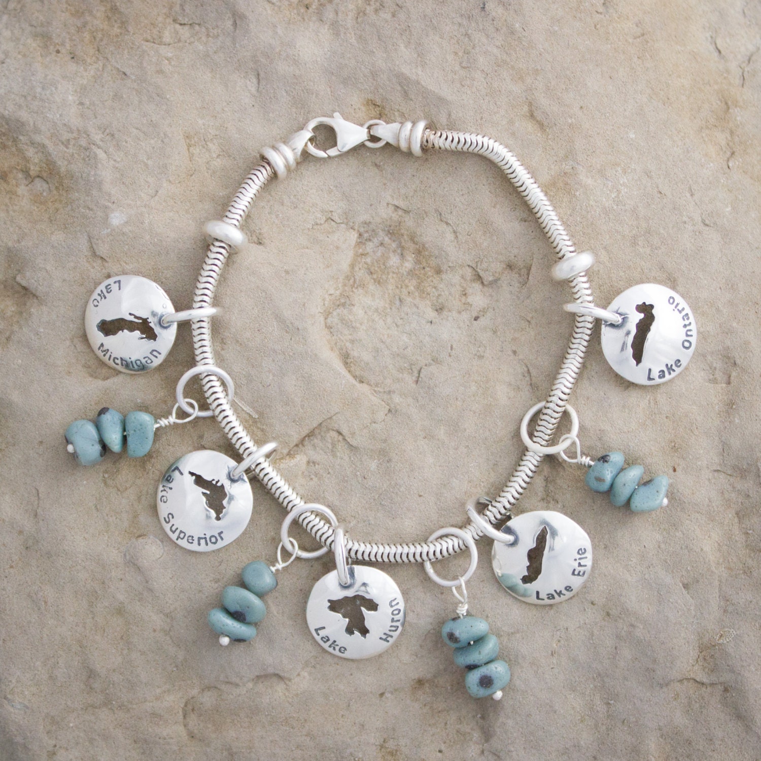 Lake Huron charm in sterling silver for necklaces and Etsy