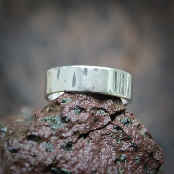 Ring with Birch Bark pattern in sterling silver