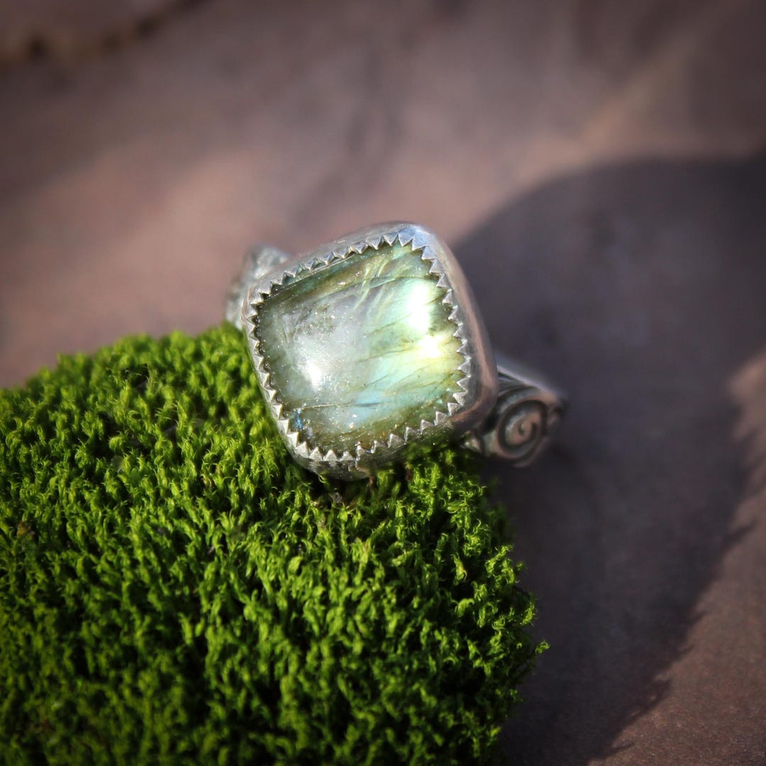 Labradorite and Sterling Silver Ring, Handmade, Size 7.25 - Etsy