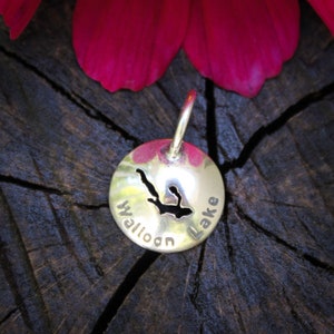 Walloon Lake charm in sterling silver for necklaces or bracelets, Michigan jewelry