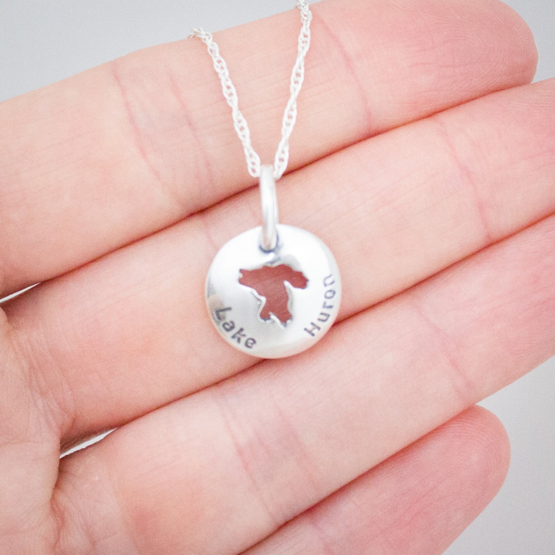 Lake Huron charm in sterling silver for necklaces and Etsy