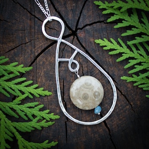 Petoskey stone and Leland blue pendant, Michigan jewelry