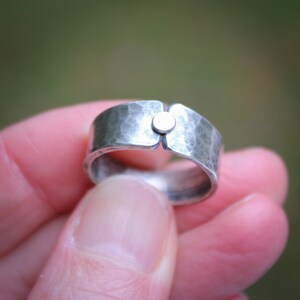 Handmade rustic sterling silver ring, rustic geometry image 8