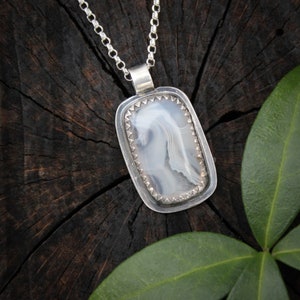 Lake Superior Agate pendant, translucent white stone, Great Lakes Jewelry