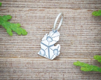 Petoskey Michigan Charm: Sterling silver Petoskey Stone etched Jewelry
