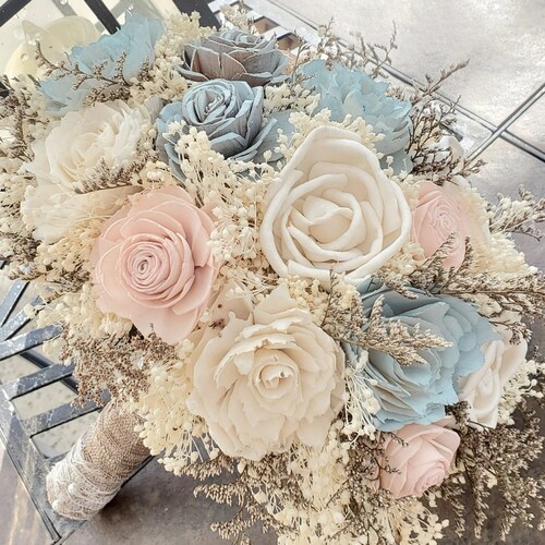 Artificial Posy Wedding Bridal Bouquets in Pearl Pink & Ivory main image 1
