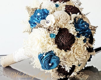 Teal Brown Bouquet Etsy