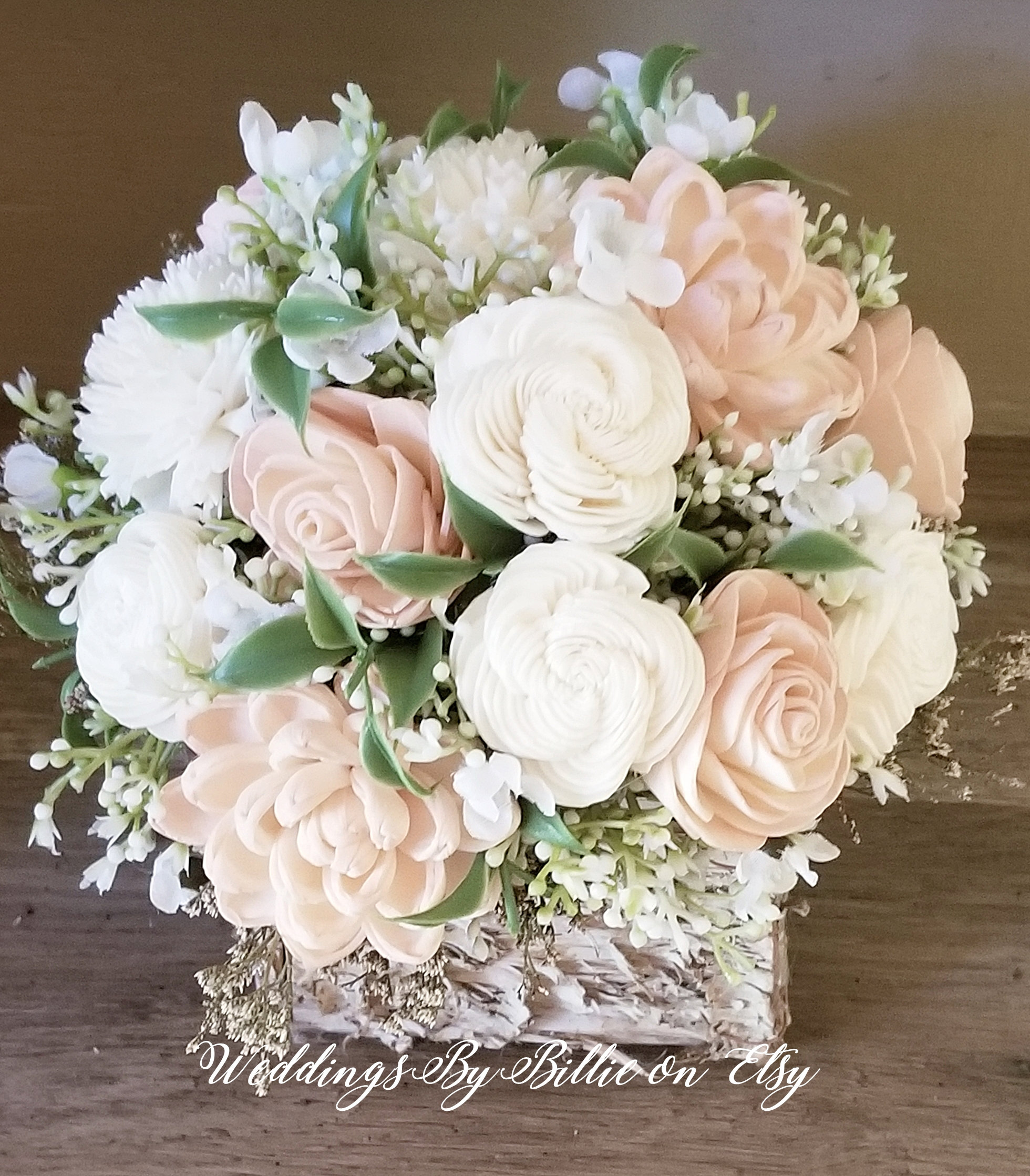 Blush Wedding Centerpieces Ivory Pink Champagne Sola Flower Etsy