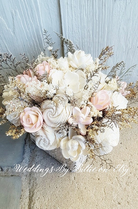 Blush Ivory Champagne Sola Flower Wedding Table Centerpiece Etsy