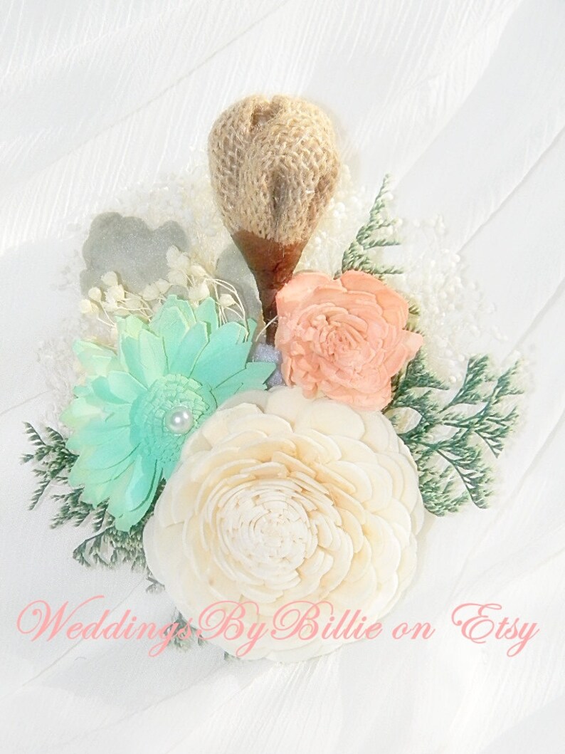 Mother Corsage Peach Mint Corsage Keepsake Corsage Wedding Corsage Wedding Flowers Mother/'s Corsage Sola Flower Corsage Prom Corsage