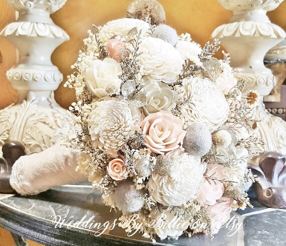 Blush Heather Gray Champagne Ivory Sola Bouquet Blush Etsy