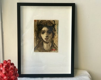 Modern Art | Portrait Art | Original Art | Mixed Media Art | Portrait of a Young Woman | Modernist Figure | Framed Art