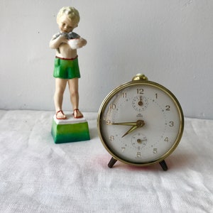 German Alarm Clock | Vintage Alarm Clock | Persimmon Orange Colour | Vintage Style Decor | Boho Style image 1