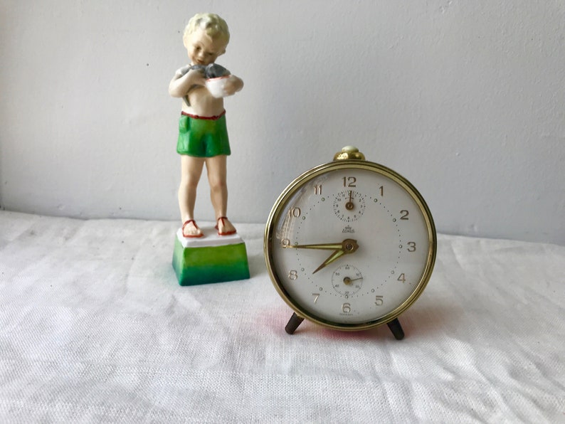 German Alarm Clock | Vintage Alarm Clock | Persimmon Orange Colour | Vintage Style Decor | Boho Style image 1
