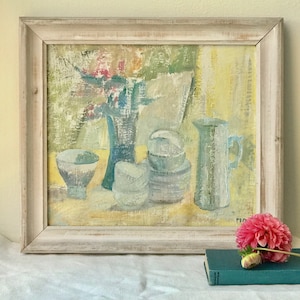 Modernist Still LIfe | Framed | Mid Mod Art | Scandinavian Art | Original Art | Signed art