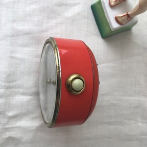 German Alarm Clock | Vintage Alarm Clock | Persimmon Orange Colour | Vintage Style Decor | Boho Style image 2