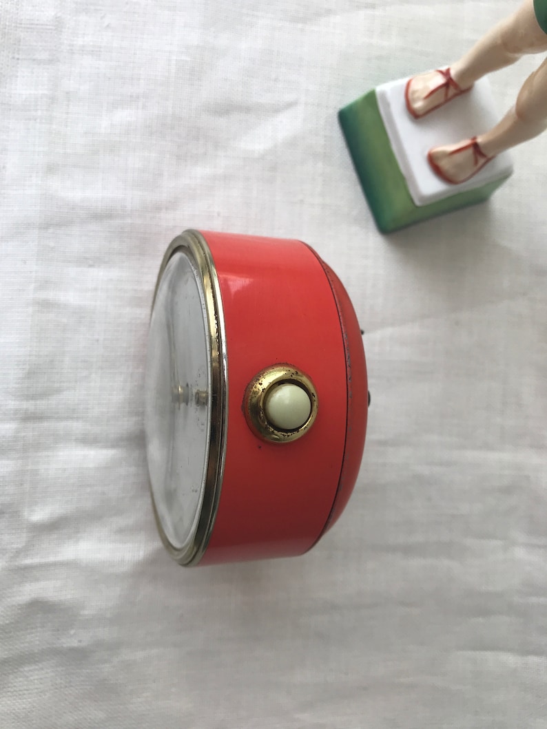 German Alarm Clock | Vintage Alarm Clock | Persimmon Orange Colour | Vintage Style Decor | Boho Style image 2