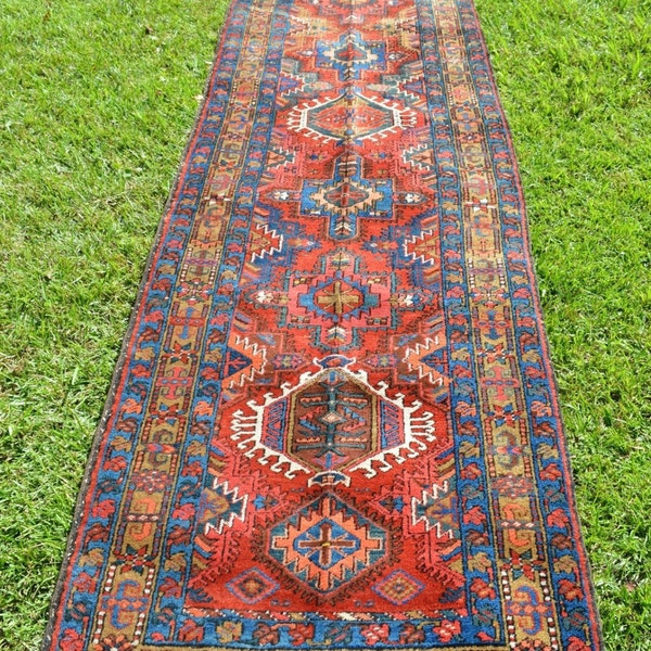 SALE 3 x 14 ft. Long Vintage Persian Heriz Karaja Rug Runner