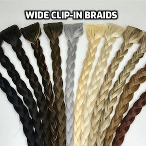 WIDE Clip-in Braid hair extensions 100% Human hair Hand-made 1pc