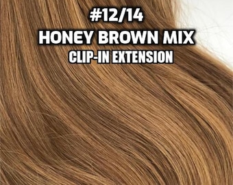 Clip-ins 100% Human hair Honey Brown Mix Hand-made Clip-in hair extensions