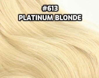 100% Human Hair WIRE extension Hand-made #613-Platinum Blonde