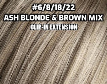 Clip-ins 100% Human hair Ash Blonde and Brown Mix Hand-made Clip-in hair extensions