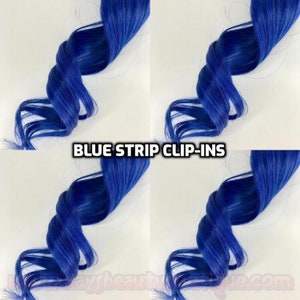 Bright Blue Strip Clip-ins 100% Human Hair streaks 1pc
