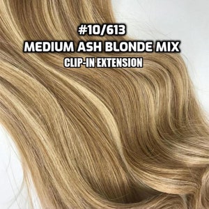 Clip-ins 100% Human hair Medium Ash Blonde Mix Hand-made Clip-in hair extensions