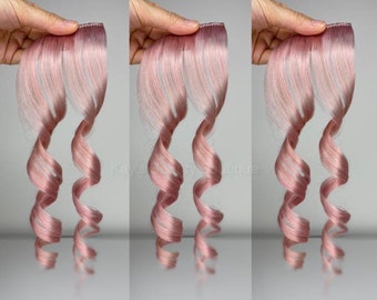 Pastell Rosa Streifen Clip-ins 100% Echthaar 16 "Streifen 1Stk
