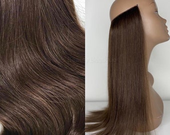 WIRE halo extensions #4 Medium Brown 100% Human Hair Hand-made