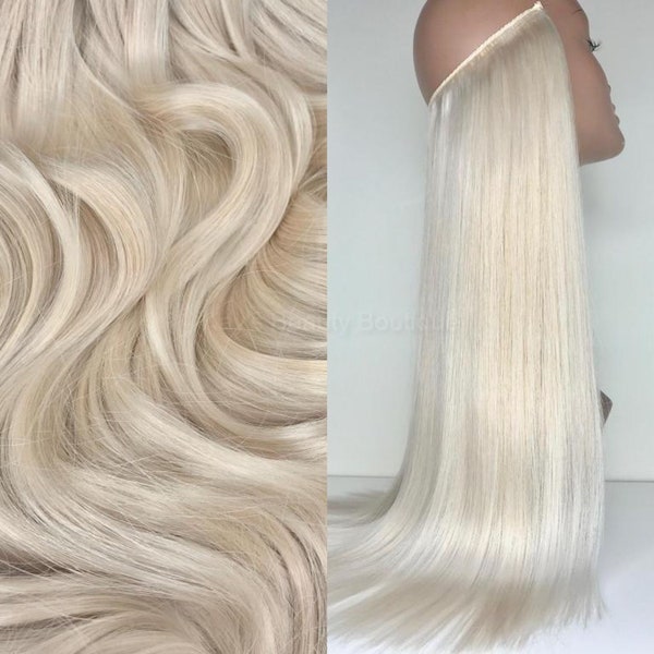 WIRE extension #60A White Blonde 100% Human Hair Hand-made