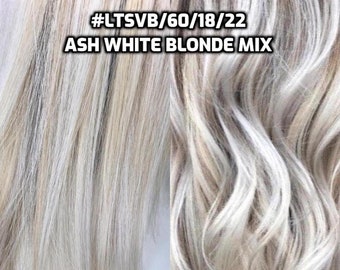 100% Human Hair WIRE extension Hand-made Ash White Blonde Mix