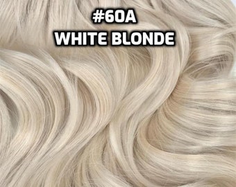 100% Human Hair WIRE extension Hand-made #60A-White Blonde