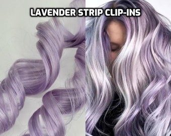 100% Human hair Lavender Clip-in streaks strips extensions 1pc