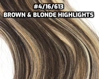 WIRE halo extensions Brown & Blonde Mix 100% Human Hair Hand-made