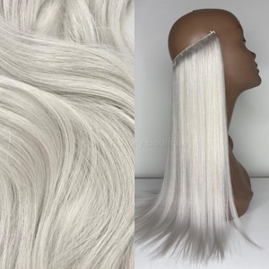 WIRE halo extensions Light Silver White Gray Icy Silver 100% Human Hair Hand-made
