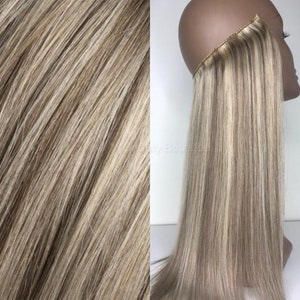 WIRE extension Ash Blonde and Ash Brown Mix #6/8/18/22 100% Human Hair Hand-made