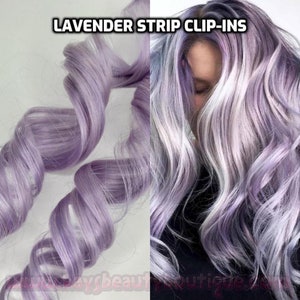 100% Human hair Lavender Clip-in streaks strips extensions 1pc