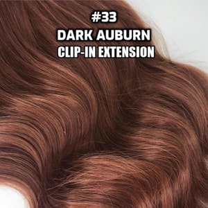 Clip-ins 100% echt haar #33 Dark Auburn Handgemaakte clip-in hairextensions
