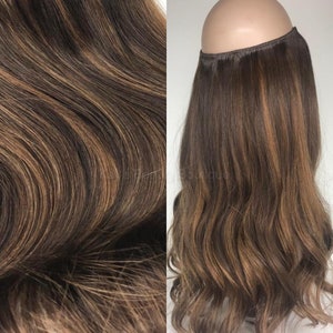 WIRE halo extensions #4/30 Auburn Brown Mix 100% Human Hair Hand-made