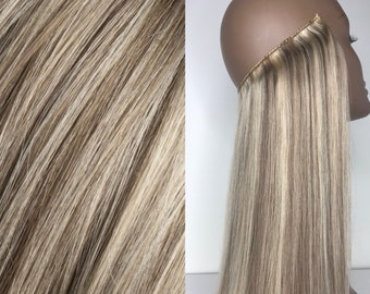 WIRE extension Ash Blonde and Ash Brown Mix 100% Human Hair Hand-made