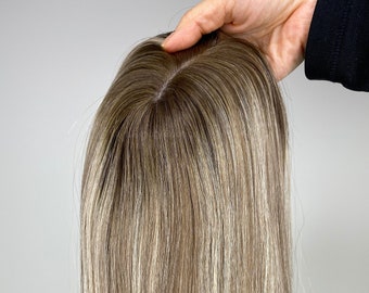 Hair Toppers Silk base 100% Virgin Hair Ash blonde and Ash brown mix 14"