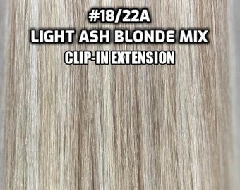 Clip-ins 100% Human hair Light Ash Blonde Mix Hand-made Clip-in hair extensions