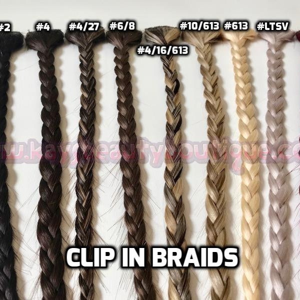 Clip-in Braids hair extensions 100% Human hair Hand-made 1pc